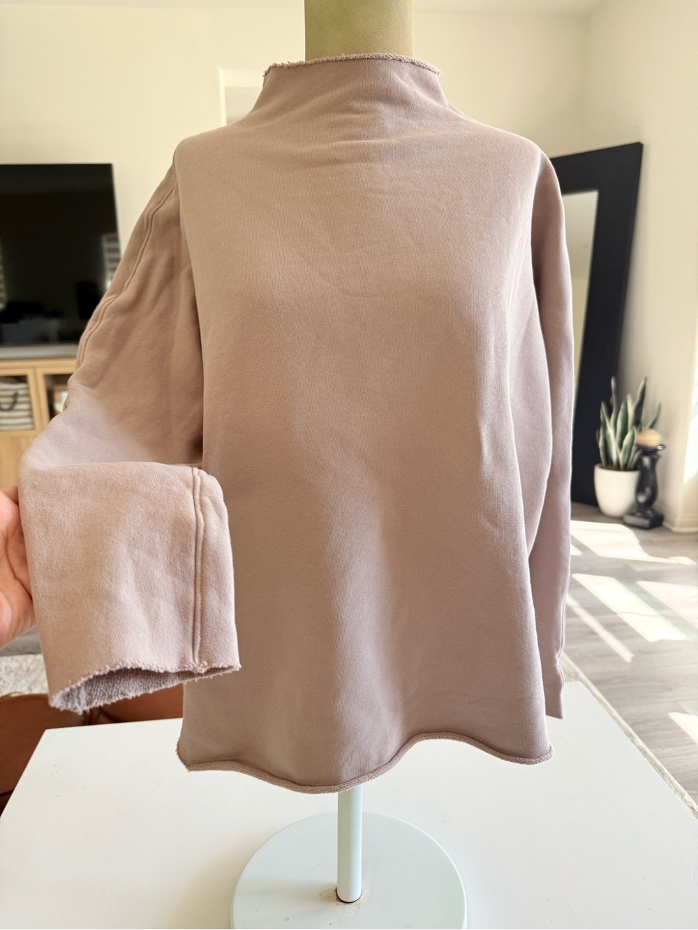 Frank & Eileen Effie Funnel mock Neck Capelet Long Sleeve Top
